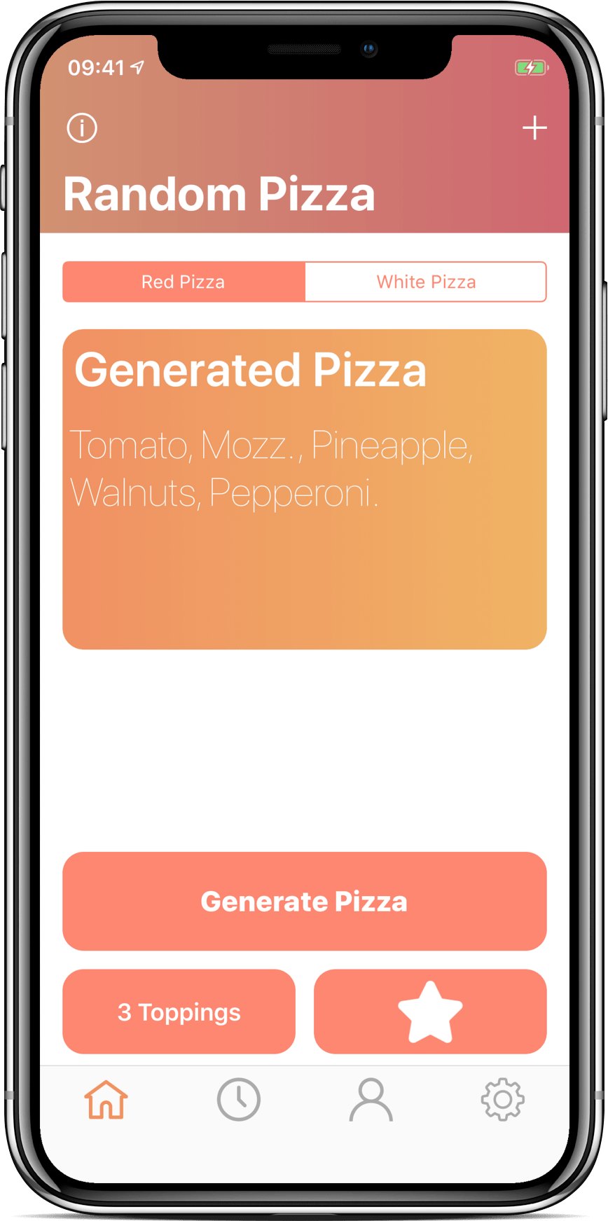 Pizza generator section mockup
